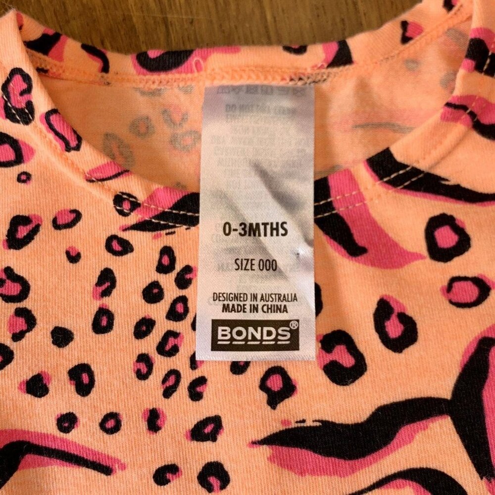 BONDS Tiger Dress Bodysuit Baby Girls 0-3 000 Orange Cat Print Wondersuit NWOT - Picture 5 of 5